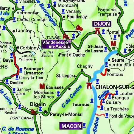 The Saroche's routes through Southern Burgundy, from Macon to Dijon and from Dijon to Vandenesse-en-Auxois.