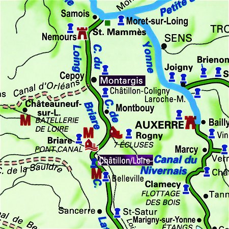 The Horizon II's routes through the Upper Loire, from Montargis tp Chatillon-sur-Loire.