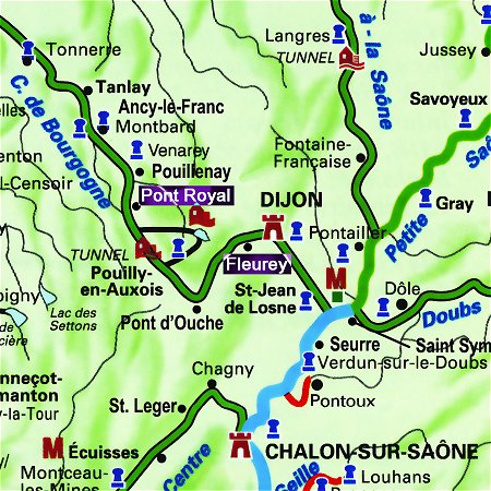 The Le Papillon's route through Southern Burgundy, from Pont Royal to Fleurey-sur-Ouche.