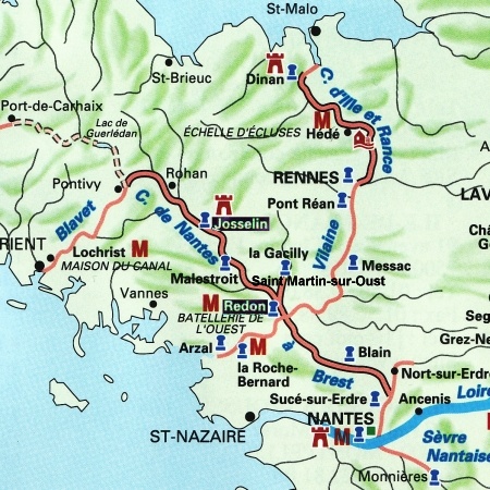 The Libje's route through Brittany, from Redon to Josselin on the Canal de Nantes a Brest.