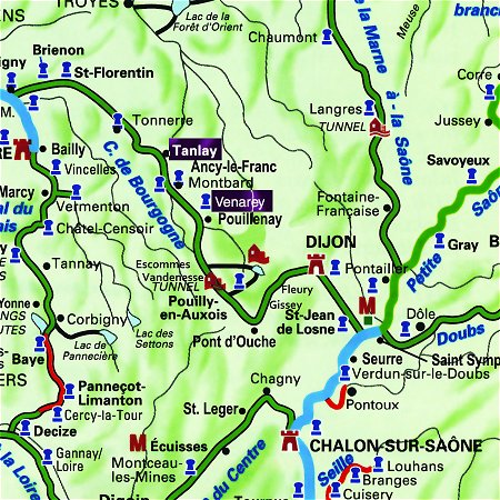 The Nenuphar's route through the Central Burgundy, from Tanlay to Venarey les Laumes on the Canal de Bourgogne.