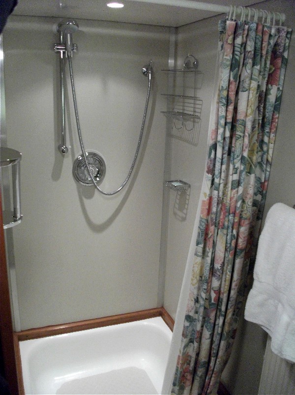 Each cabin aboard the Princess has its own ensuite bathroom